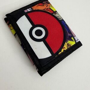 Pokemon Trifold Wallet Pikachu Charizard Mewtwo Poke Ball Canvas Black Multi